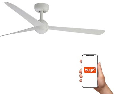 Faro Sfera Ventilador de techo mediano de 3 aspas, blanco mate, sistema inteligente Tuya