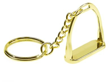 Uqezagpa Reitsport Charm Schlüsselanhänger Steigbügel Schlüsselanhänger mit Trense Gebiss Designs Legierung Textur Schlüsselanhänger Geeignet für Pferd, gold, Length 9cm Width 2.8cm Height 3cm