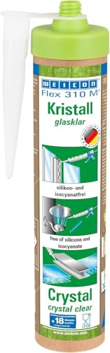WEICON Flex 310 M Crystal - Adhesivo transparente (polímero MS, sellador de alta adherencia, tubo verde, 280 ml)