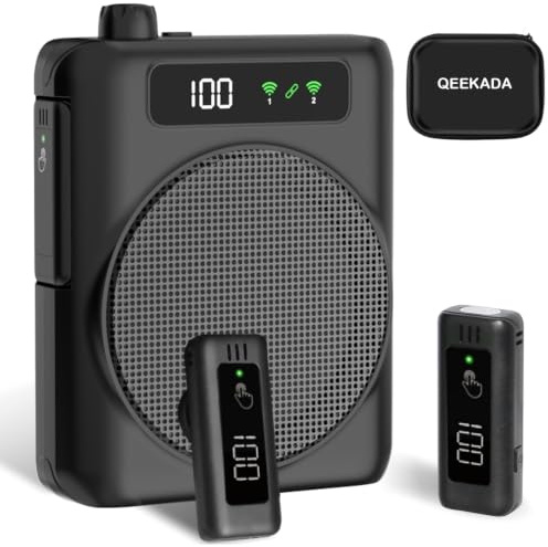 Amplificatore vocale portatile con microfono lavalier per insegnanti | Sistema PA,ricaricabile 2000mah Batteria, amplificatore vocale senza fili per guida turistica, allenatori