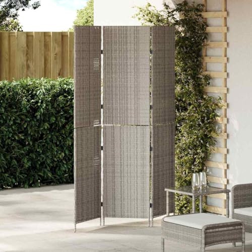 Trennwand Wandtrenner Zur Raumtrennung,Raumteiler Grau 147 x 180 cm Poly-Rattan,Sichtschutzwände für Wohnzimmer Büro Krankenhaus