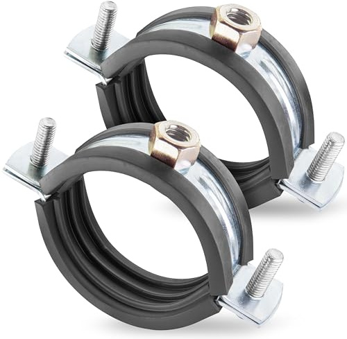 Poppstar 2 Edelstahl Rohrschellen W4 (Spannbereich 50-56 mm) mit Stockschrauben M8*82 und Dübeln