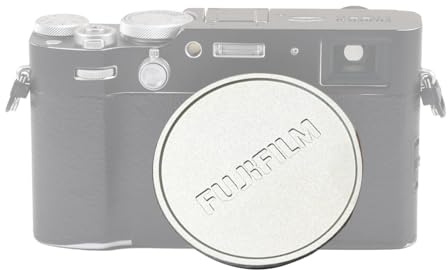 PUSOKEI Metal Lens Cap for Fuji X10 X20 X30 Cameras, Aluminum Alloy Front Lens Cap Cover with Anodized Finish and Soft Flocking, Anti Scratch Protection (Silver)