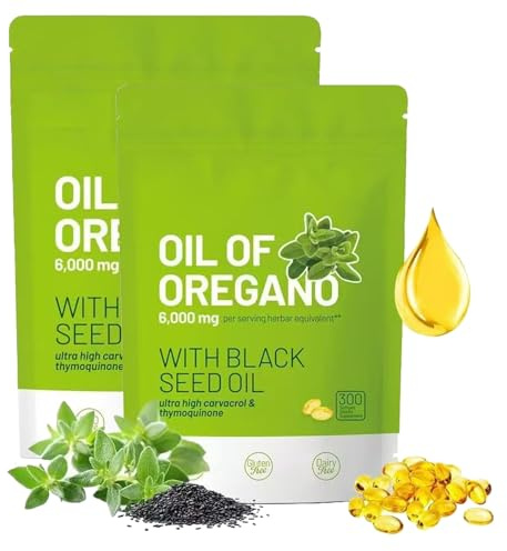 Olio di Origano e Olio di Cumino Nero, Non OGM, Aiuta la Digestione e le Vie Respiratorie,2pcs