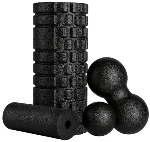 3D Faszienrolle Set Foam Roller Faszien Set mit Faszienball Mini Faszienrolle Klein und Duoball für Yoga Faszien Training von Muskeln