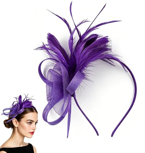 Chersun Fascinators for Women, Elegant Net Fascinator Wedding Hat Clip | Vintage Lace Feather Fascinators for Weddings, Fascinator for Wedding Cocktail Evening Garden Tea Party