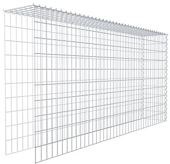 GABIONA Steinkorb-Gabione eckig, Maschenweite 5 x 10 cm, Tiefe 30 cm, Anbau-Korb Typ 4, Spiralverschluss, galvanisch verzinkt (200 x 100 x 30 cm)