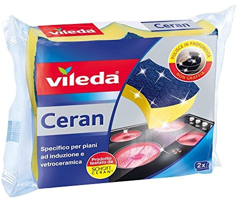 Vileda 153104 vitrocerámica Esponja para cocinas de inducción y vitrocerámica, 2 Unidades, Otro, Multicolor, 19 x 14 x 5.4 cm, 2 Unidad