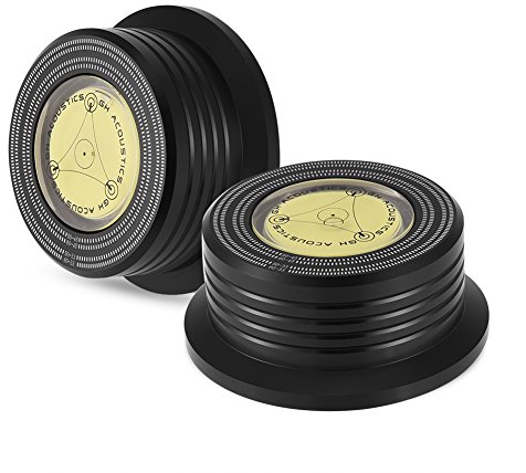 VBESTLIFE Registra stabilizzatore, 50/60 Hz Livella a Bolla Rilevamento velocità Giradischi LP Disco in Vinile Regolatore stabilizzatore(Nero)