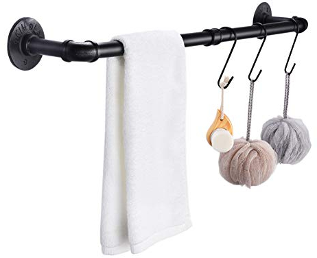 Porta Asciugamani a Tubo,Porta Asciugamani Bagno da parete nero,Per Bagno, Cucina, Portasciugamani con 3 Ganci