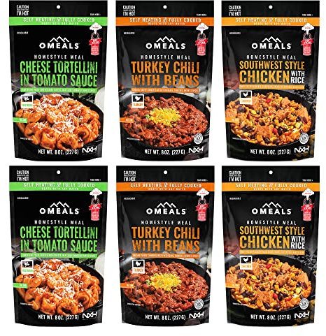 OMEALS Backpacking Meals | 6 Good to Go Meals for Hiking | Self Heating Meals Ready to Eat Fresh | Just Add Water & Camp Food | Emergency Supplies | Camping Food for Backpacking | MRE