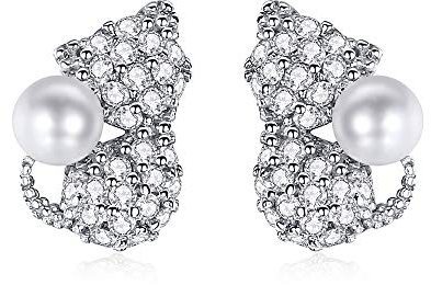 VIKI LYNN Katze Ohrringe Damen mit 925 Sterling Silber Zirkonia Damen-Ohrstecker Kleine Süße Katze Geburtstag Weihnachten Valentinstag Geschenke für Frauen