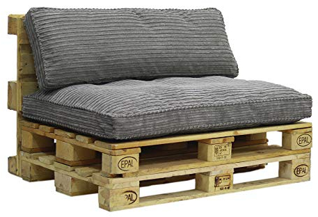 Palettenkissen Palettensofa Cord Set Outdoor Sitzkissen Palettenauflage (Grau, Set 1+1)