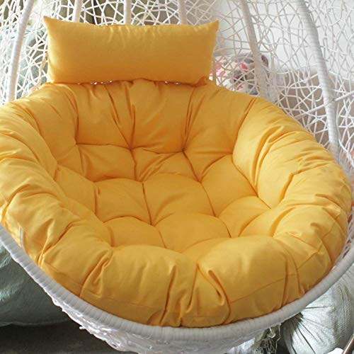 SAZDFY Papasan Stuhlkissen, überfüllt, Hängekorb, Schaukel, Stuhlkissen, dick, abnehmbar, bequem, Baumwolle, rund, 105 cm, Gelb