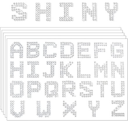 5 Sheets Large Glitter Rhinestone Alphabet Letter Stickers Self-Adhesive Alphabet Stickers 26 A-Z Letters Stickers DIY Decoration for Art and Crafts Supplies,Sliver(130 Pieces)