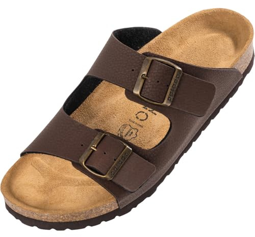 Palado Herren Pantoletten Korfu - Sandalen Made in Spain - bequeme Hausschuhe mit Kork-Fußbett - modische Sommerschuhe