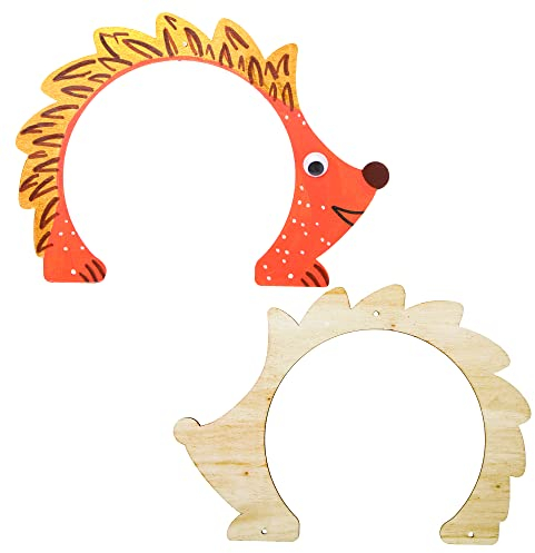 Baker Ross FE695 Wooden Hedgehog Highway Decorations - Pack of 2, Wood Crafts to Decorate and Display, Garden Crafts for Personalised Arts and Crafts Projects, Make Your Own for Kids