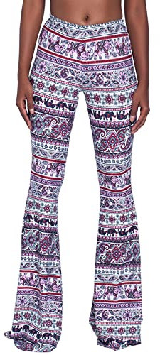 Nuofengkudu Damen Schlaghose Hochbund Push up Stretch Bequeme Lange Schlag Hosen Weite Leggins Tights Freizeit Einfarbig Haushose Yogahose Classic Flared Pants Pyjamahose(Rosa,S)