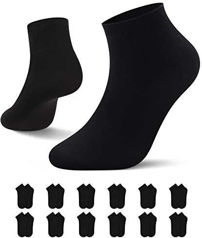L&K 12 Paar Herren/Damen Sneaker-Socken Uni Farbe Füßlinge schwarz 43/46 2301BL