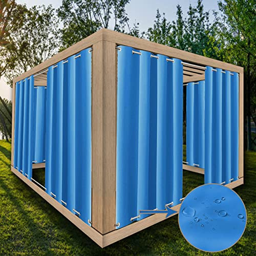 ZJXSNEH Tende da Esterno Per Patio Tenda Extra Larga Impermeabile Tende Antivento Impermeabili Per Veranda Gazebo Pergola Baldacchino Doccia Piscina Blu (Larghezza x Alto) L100cm x A250cm x 1PC