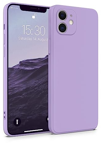 MyGadget Hülle Kompatibel mit iPhone 12 - robuste Silikon Schutzhülle TPU Case Slim Silikonhülle - Back Cover Kratzfest Handyhülle - Matt Lila