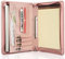FREI NAME GRAVUR, Personalisierte Schreibmappe A4 mit Gravur, 2 Ringbinder Konferenzmappe PU Leder, Ringbuchmappe mit A4 Klemmbrett/Reißverschluss, Damen Geschenk, Customized, Pink