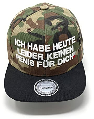 Outfitfabrik Snapback Cap Ich Habe Heute leider keinen Penis für Dich in Camouflage mit schwarzem Schirm und weißem 3D-Stick (Provokation, Statement) Unisex, One Size, verstellbar