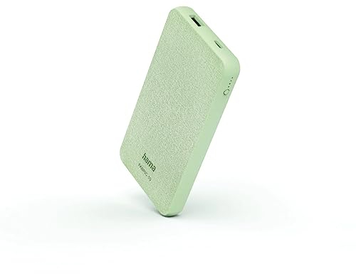 Hama Externer Akku für Handy (Power Bank 10.000 mAh, universeller tragbarer Akku mit 2 Eingängen USB-C und USB-A, tragbares Schnellladegerät, kompatibel mit Samsung, iPhone, Airpods) Grün