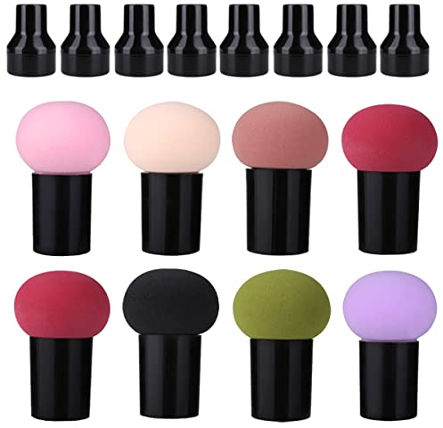 ANRONCH 8 Pcs Mushroom-shaped Foundation Powder Puffs, Latex-free Polyurethane Makeup Sponges, Wet/Dry Use, for Cosmetics & Skincare, Sensitive Skin, Giftable