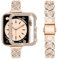 wutwuk Compatible Slim Bling Apple Watch Straps with Case 44mm for Women and Girls, Stainless Steel Metal Replacement Strap, Jewelry Metal Watch Strap for iWatch Series SE(2)/SE/6/5/4 44mm Rose Gold