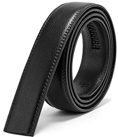 JasGood Herren Ratschengürtelriemen ohne Schnalle, Ersatz Ledergürtelriemen 35mm/1.38, Passform 40mm/1.57 Schnalle