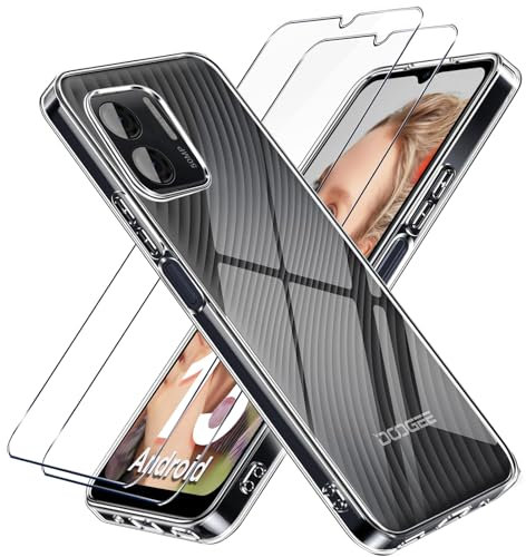 1Pcs Cover e 2Pcs Vetro Per DOOGEE N50S / DOOGEE N50 Cover DOOGEE N50S / DOOGEE N50 antiurto Custodia piu Vetro temperato protezione DOOGEE N50S / DOOGEE N50 Pellicola protettiva Vetrino Clear