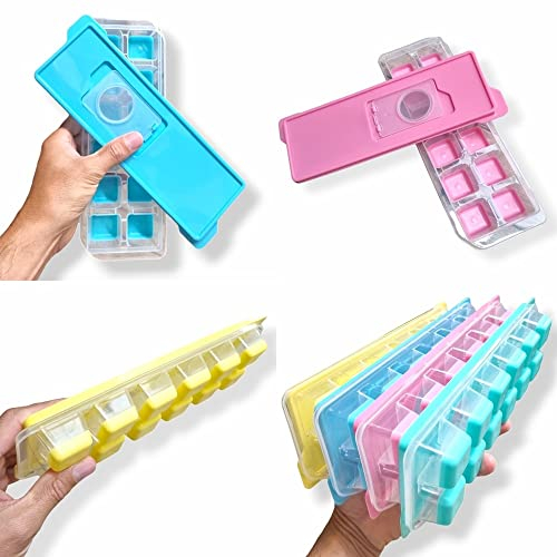 ANTEVIA - Lot de 2 bacs à glaçon avec couvercle et bouchon de remplissage en silicone | COULEURS ALÉATOIRE | Moule pour 12 glaçons (x2) avec recevoir (Ice maker - Pack 2)