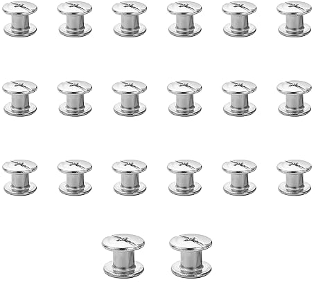 JJWNMLL 20 stück chicago schraubnieten bindungsschrauben, M5*5mm schrauben Ledernieten schraubenpfosten metall nieten chicago schrauben, für leder brieftasche dekoration buchbinderei(silbrig)