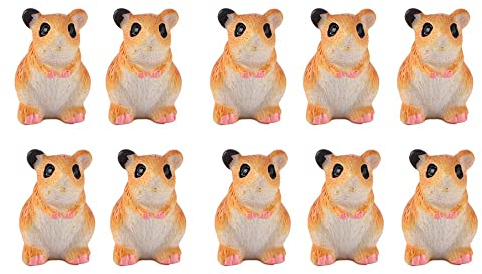 Leadigol Mini-Hamster-Figuren, Miniatur-Tiere, Statue, Kunstharz, Hamster, Ornament für Heimdekoration, 10 Stück