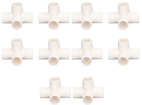 Raccordo a Gomito per Mobili, 10 Pezzi Raccordi Laterali a 5 Vie Raccordo per Tubo in PVC 20mm Connettore per Tubo a Gomito a 3 Vie Ad Angolo Retto a 5 Vie (Bianco)