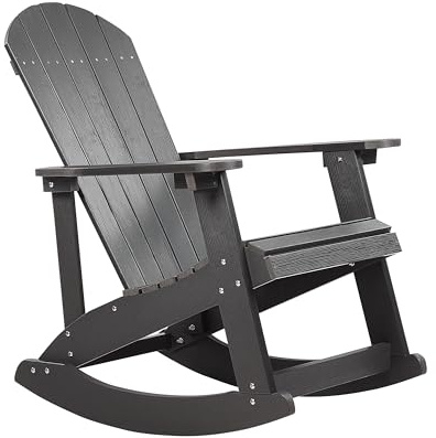 Beliani Muskoka Garten-Schaukelstuhl dunkelgrau mit Breiten Armlehnen modern Adirondack