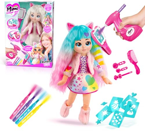 Canal Toys - Mimi Color Me Muñeca Personalizable, Incluye Aerógrafo de Tiza, Rotuladores y Plantillas - MIM001