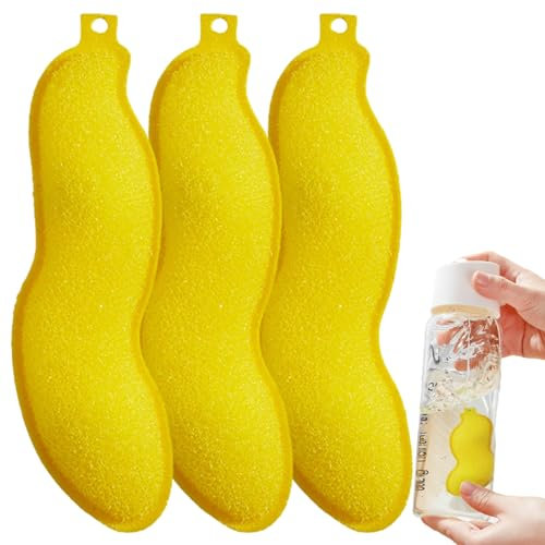 BUNIQ Beans Shaped Bottle Cleaning Sponge, Reusable Bottle Cleaner Magic Sponges, Pea Shaped Bottle Cleaning Sponge, Reusable Magic Sponge For Inner Cleaning Of Small Mouth Bottles, 3