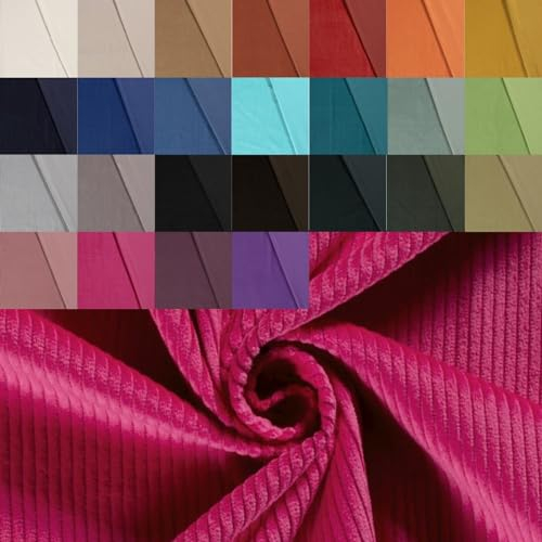 Breitcord Meterware - robuster Cordstoff - weicher Baumwollcord - dicker Rippenstoff - breit gerippt - fester Cord Baumwolle *ab 50 cm, Farbe: 017 pink
