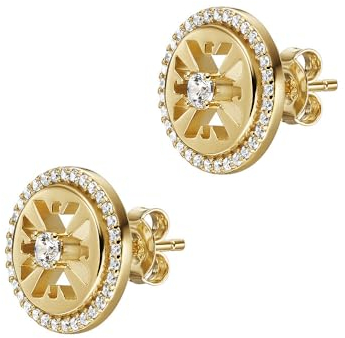 Emporio Armani Damen Ohrringe aus Edelstahl oder Halbedelsteinen mit Push-Back-Verschluss, Sepia-Gold