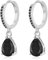 MASOP Creolen Silber 925 mit Anhänger Schwarze Zirkonia Silberohrringe Schwarzer Edelstein Wassertropfen Hängend Vergoldet Schmuck Geschenke für Damen Freundin Frauen Mädchen