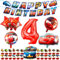 Car Party Decorations, 32 PCS Birthday Decorations for Kids 4 Years Car Birthday Party Supplies Includes Banner, Foil Balloons, Cake Toppers for Kids Racing Car Party