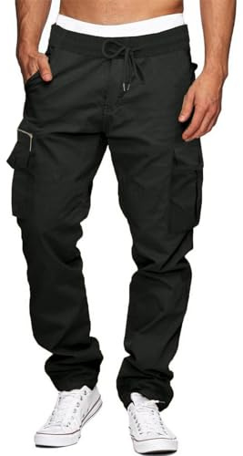 Elegancity Cargohose Herren Baumwolle Jogginghose Herren Outdoorhose Lange Baggy Hose Freizeithose Pants