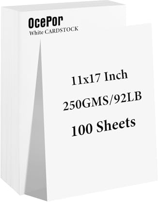 OcePor Weißer Karton, 27,9 x 43,2 cm, 100 Blatt, 250 g/m², dickes Kartonpapier, schweres Kartonpapier für Drucker, Lebenslauf, Sammelalben, Kunst, Handwerk, Visitenkarten