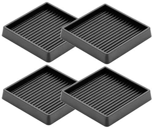 Glarks Black 4Pcs 3 x 3in Square Shape Non Slip Furniture Pads Rubber Anti Skid Caster Cups, Leg Coasters Couch, Chair, Feet, and Bed Stoppers Anti-Sliding Floor Protectors for Furniture