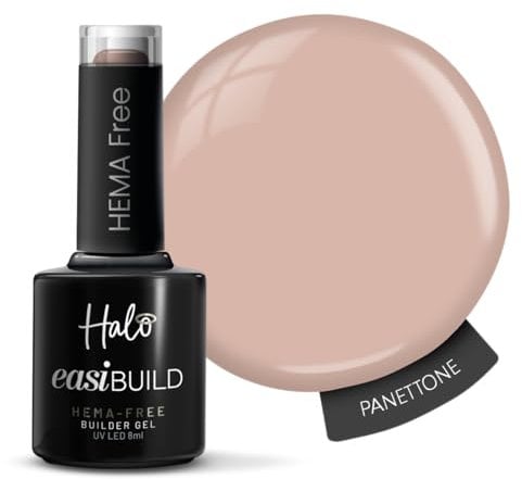 Halo Easibuild Builder Gel 8ml - Panettone UV/LED Builder Gel For Nails, Natural Growth & Nail Strengthener. Hema Free Builder Gel For Nail Art & Professional Manicure Repair