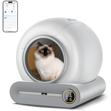 LeadGoods Inodoro autolimpiable para Gatos, sin Gatos atascados, 10 sensores, Control de aplicación, desodorización iónica, contenedor de Basura de 9 litros, Caja de Basura autolimpiable