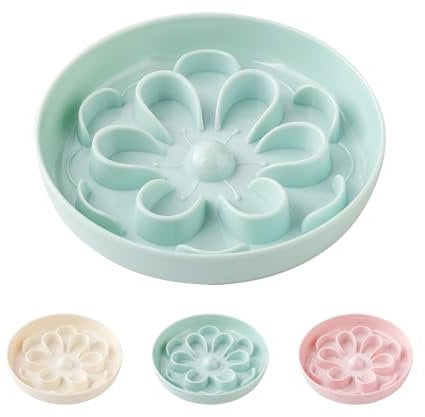 Gamelle Anti Glouton Chat Mélamine - Gamelle Chat Florale pour Alimentation Lente - Petit Bol Chat Interactive avec Base Antidérapante - Gamelles pour Chats Anti Vomissement - Labyrinthe Chat - Vert