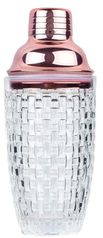 Lobamop Shaker à Cocktail en Verre de 30 – Shaker en Verre pour Cocktails, shakers à, shakers à Cocktail et Shaker à Cocktail en Or Rose, Installation Facile
